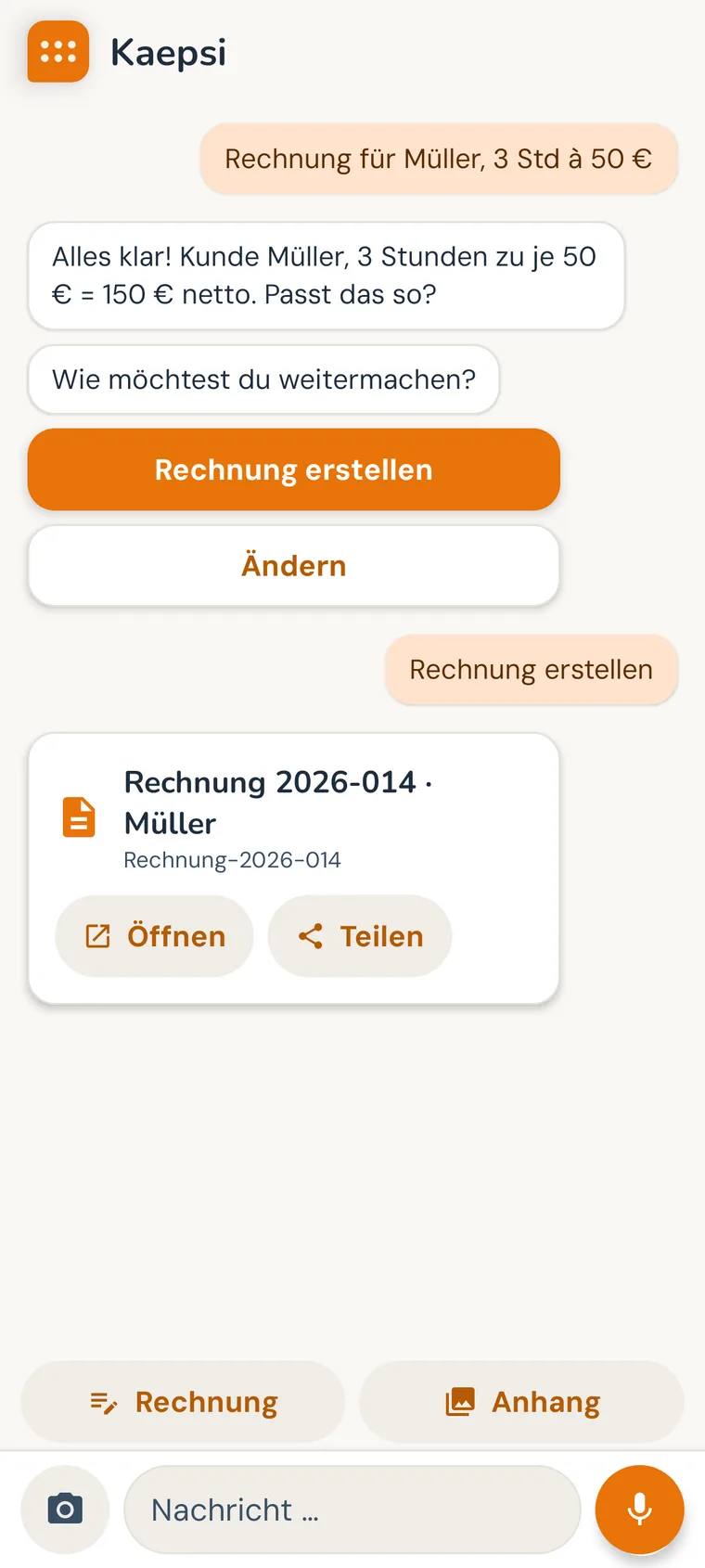 Kaepsi-App: aus einer Sprachnachricht entsteht ein fertiges Dokument